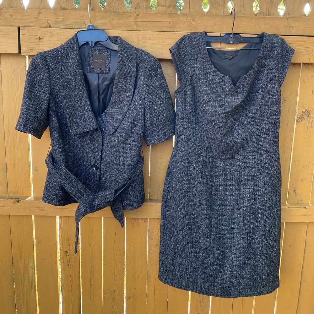 The Limited Gray Midi Dress and Jacket Set
